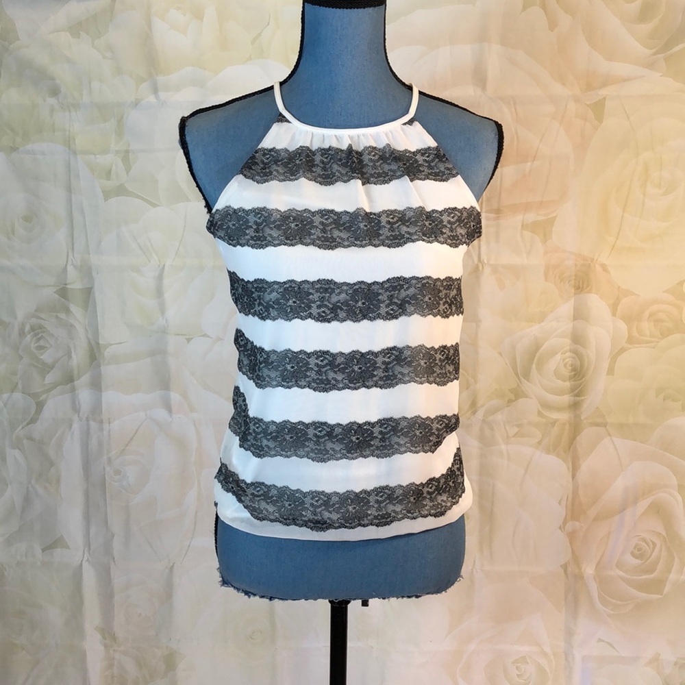 NWT Express Halter Top Striped Lace Print XS
